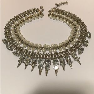 Crystal and pearl statement necklace